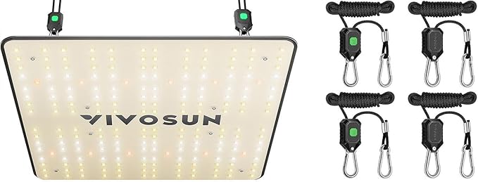 VIVOSUN VS1000 LED Grow Light with Full Spectrum Diodes &amp Sosen Driver Dimmable Lights and 2-Pair 1/8 Inch Adjustable Grow Light Hanger for Grow Light Inline Fan Filters