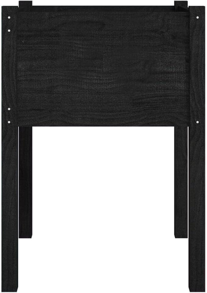 Wooden Garden Planter Box Stand with Legs Outdoor Raised Garden Bed Garden Yard Wood Box for Vegetables Flowers Herbs Black 19.7x19.7x27.6 Solid Wood Pine