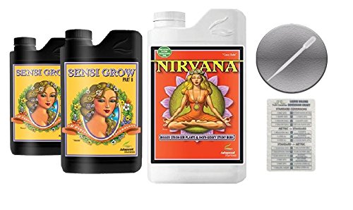 Advanced Nutrients Sensi Grow A and B 4 Liter with Nirvana 4 Liter Bundle and Conversion Chart and 3mL Pipette