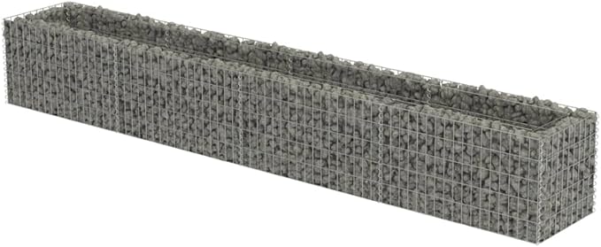 Gabion Raised Garden Bed Galvanized Steel 141.7 x 19.7 x 19.7 Metal Raised Planter for Outdoor Garden Flower Beds Elevated Garden Box with High Load Capacity for Patio or Backyard Use