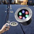 RGB Outdoor Recessed Spotlight - Landscape Lights 6W Color Changing Garden Spotlights with Remote Control IP67 Waterproof LED Recessed Floor Spotlight Round Buried Outdoor Spotlights(6w(12V))