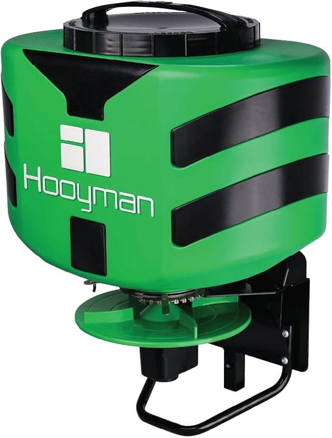 Hooyman Vehicle Spreader with Adjustable Feed Rate Universal Attachment 125LB Capacity for Seeding Land Management and Lawncare