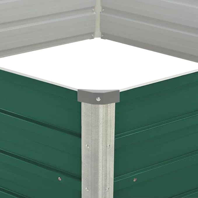 Raised Garden Bed 50.8 x 50.8 x 18.1 Galvanized Steel Green Elevated Planter Box Outdoor Flower and Vegetable Garden Box with Open Bottom for Better Drainage