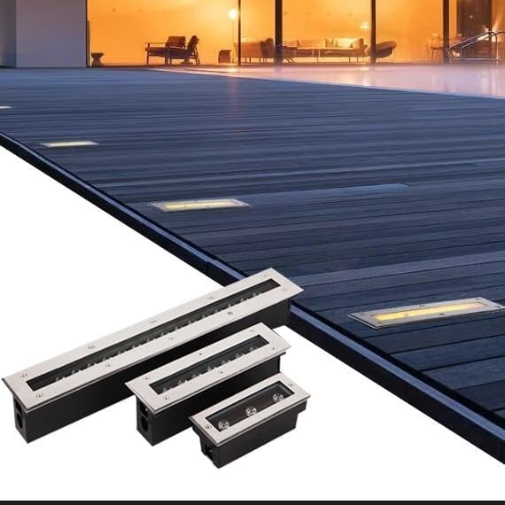 Outdoor Buried Lights - LED Landscape Lights AC 220V Embedded Rectangle Floor Lamp Ip67 ‎Waterproof Ultra-thin Spotlight Garden Backyard Patio Step Walkway Ground Light Easy To Install(Green18W-1