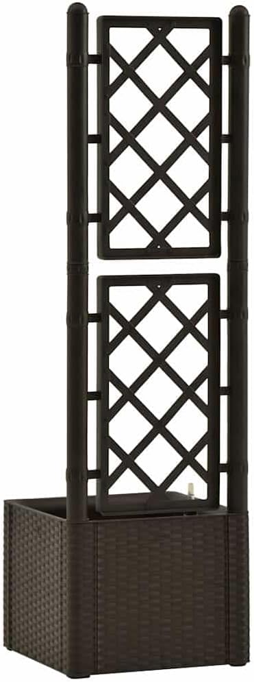 Garden Raised Bed with Trellis - 16.9 x 55.9 Large Mocha Planter Box Self Watering System for Vegetables Flowers Herbs Tall Outdoor Planting