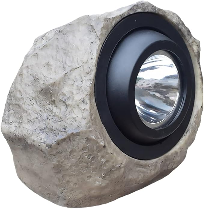 Uonlytech 1pc Solar Stone Spotlight Brightness Outdoor Decorative Lamp for Lawn Garden Patio Imitated Warm Light Options
