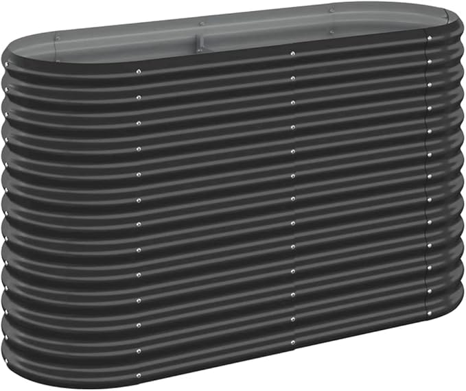 SKM Garden Raised Bed Powder-Coated Steel 44.9x15.7x26.8 Anthracite (6.3 KG/13.86 LBS)