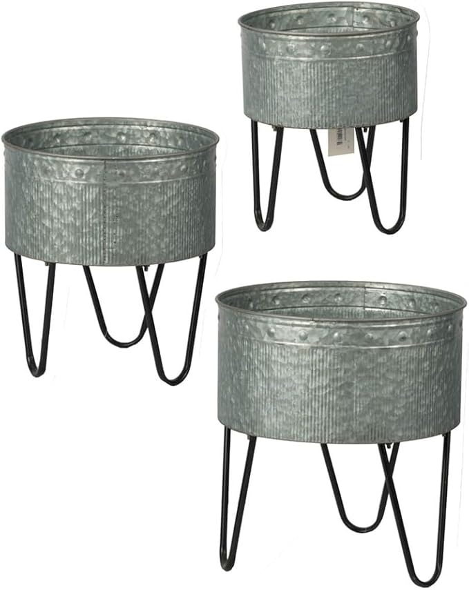 Set of 3 Metal Decorative Pots