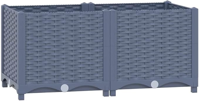 Raised Bed Blue Grey Polypropylene Medium Durable Raised Bed Gardening Pots &amp Planters 310402