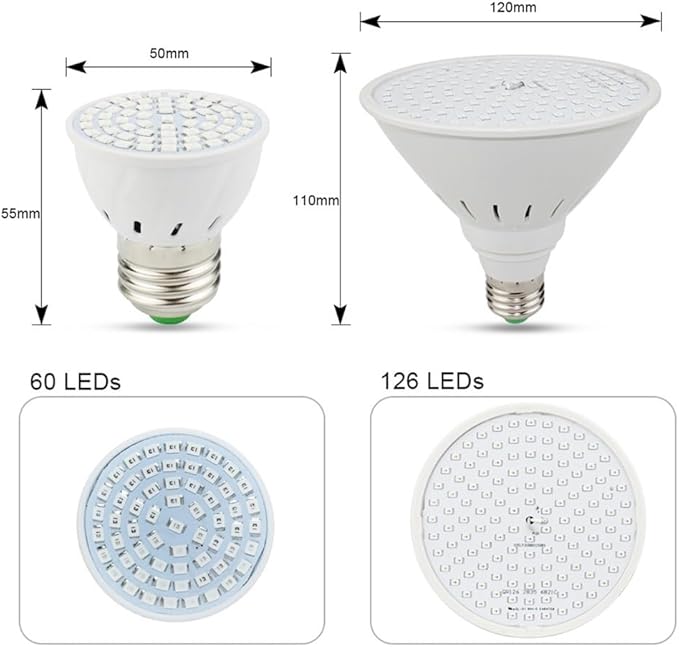 Wide Voltage Lights 10pcs/lot 60/126/200/260Led-2835SMD AC85-265v Vegetable Seedling Supplement Light Potted Succulent Plant Grow Light Household Bulbs (Size : 200-2835 20W)