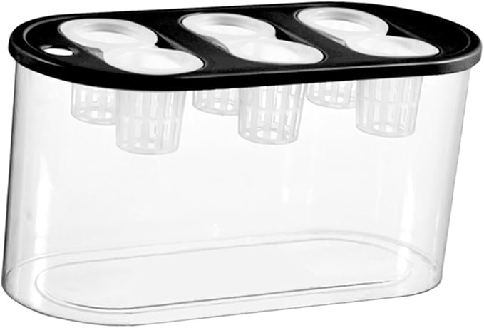 Hydroponics Grower Box Desktop Micro Landscape Tank with 6 Holes Indoor Tabletop Mini Aquarium for Vegetables Plants and Fish- Black