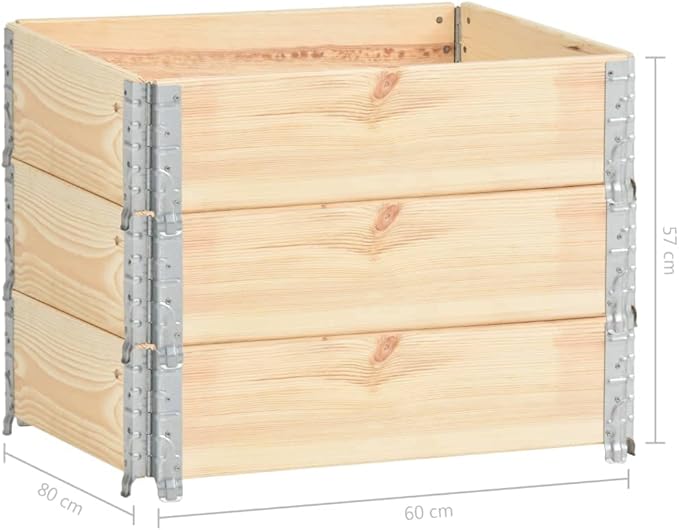 vidaXL Pallet Collars 3 Pcs Foldable Pallet Box Garden Bed Outdoor Wooden Raised Bed Multipurpose Pallet Stacking Frame Solid Wood Pine