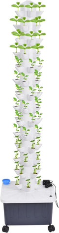 14-Layer Hydroponics Growing System Kit 70 Slots Aeroponic Tower Garden System with 20L Water Tank and Pump Indoor Outdoor Space-Saving Gardening Equipment for Home Balcony &amp Patio (110V)