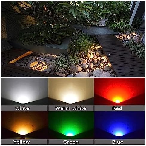 Outdoor Landscape Spotlight LED Ground Landscape lamp – Outdoor recessed Lights IP67 Waterproof LED recessed Spotlight LED Ground floodlight for Outdoor use Round recessed Red Light-3 W