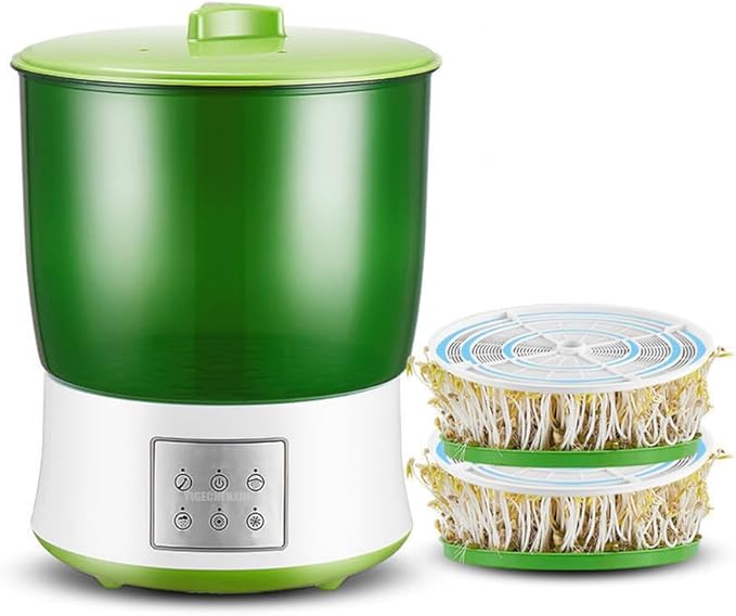 2 Layers Automatic Sprouts Growing Kit Intelligent Automatic Bean Sprouts Maker Healthy Material for SoybeanMung Bean Soybean Mung Bean Red