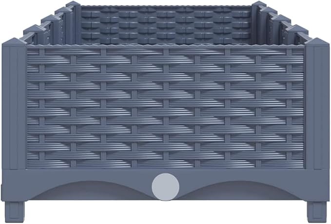 vidaXL Raised Bed - Large Rectangular Garden Planter for Outdoor Use - Made from Durable Polypropylene - Spacious for Plant Growth - Dark Gray - 63x15.7x9.1