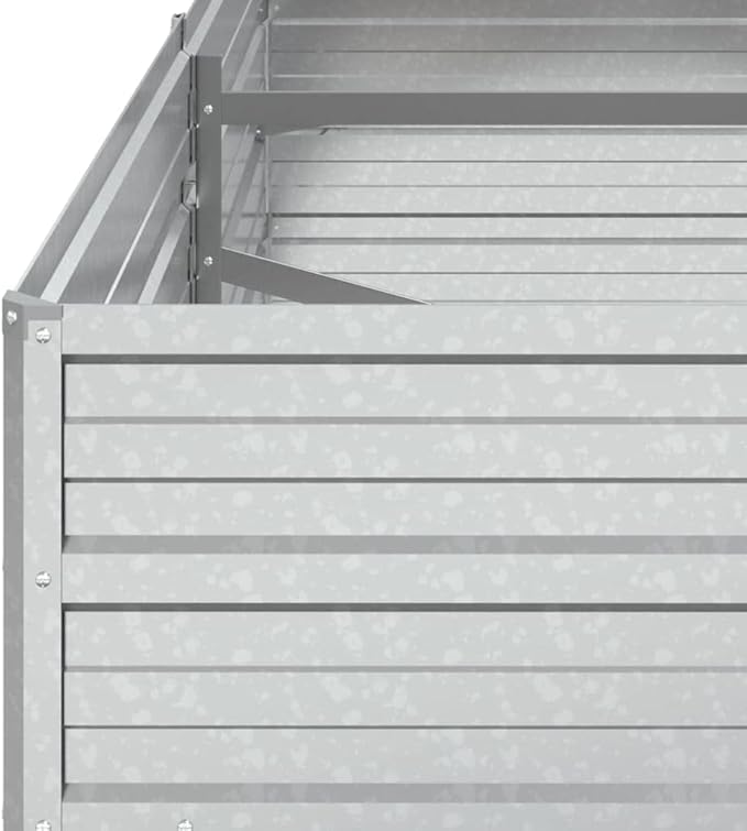 Garden Beds Outdoor Planter Cages Boxes Herb Garden Raised Bed 63x31.5x17.7 Galvanized Steel Silver for Garden Outdoor Lawn Patio Flower Planters Metal Trough