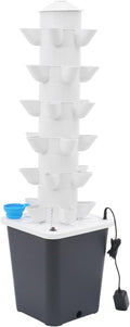 30 Pots Hydroponics Tower System Hydroponic Tower Garden Vertical Planter Pump Tower with Water Level Gauge Water Tank Hydroponic Growing System Kit for Hydroponic Gardening Lovers White