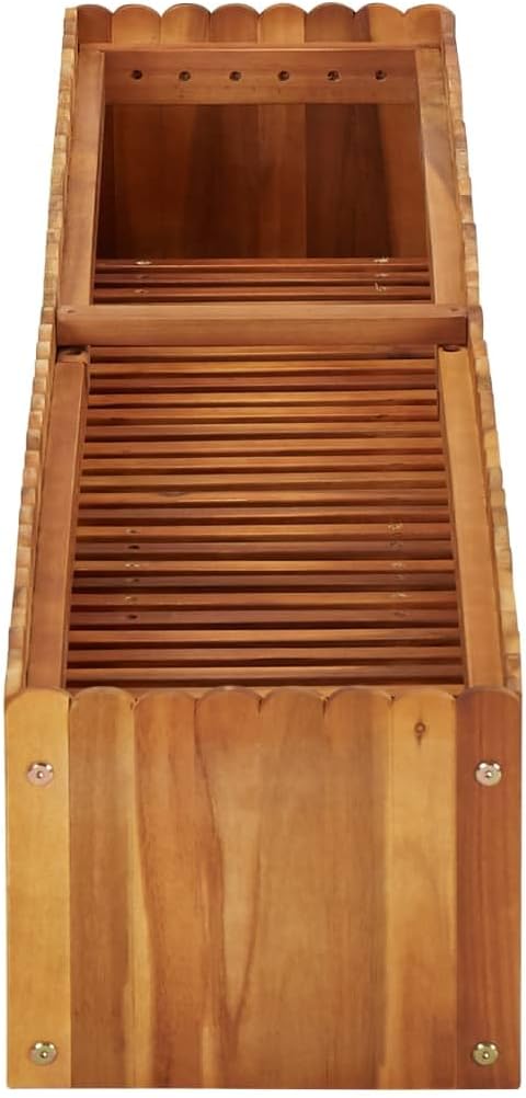 Raised Garden Bed 59.1x59.1x9.8 in Outdoor Rectangular Planter Box Solid Acacia Wood Oiled Finish with Drainage for Patio Balcony Herbs Flowers