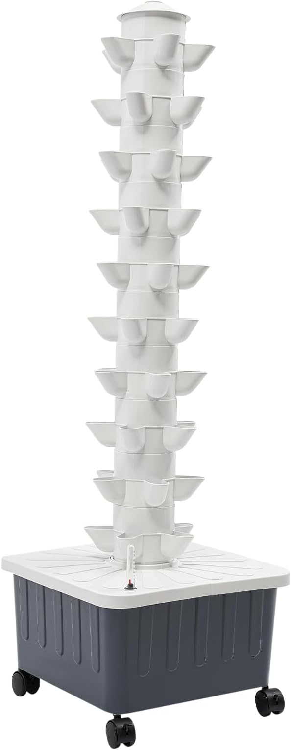 Hydroponics Growing System 50 Plants Indoor Vertical Tower Garden System Kit with Wheels Rolling Vertical Hydroponic Tower Indoor Smart Garden and Outdoor Garden Kit for Home Gardening Lover
