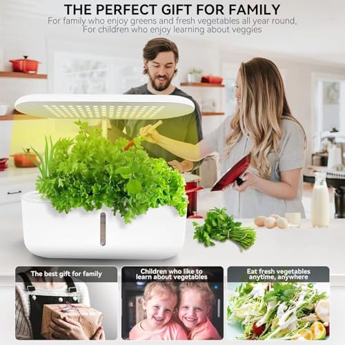 Hydroponic Plant Germination Kit with LED Grow Light Automatic Water Pump 10 Pods 3.6L Tank - Indoor Hydrophonic Planter Grower for Home Kitchen