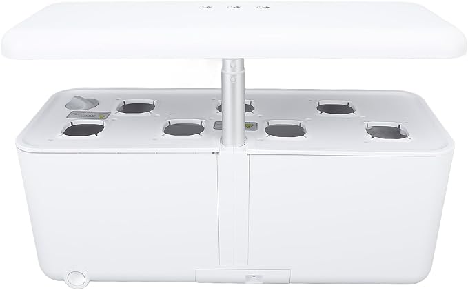 Hydroponics Growing System Kit 7 Pods Indoor Gardening System with 24W Full Spectrum LED Grow Light 3 Smart Light Modes (White)