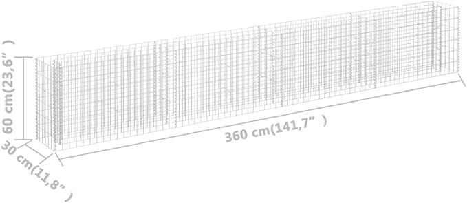 YAFF Gabion Raised Bed Galvanized Steel 141.7x11.8x23.6 (55lbs)
