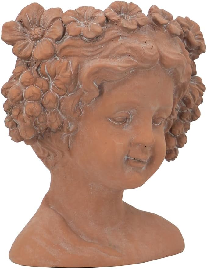 8x4x9 Visage Head Bust Planter Brown Home Wall Planter