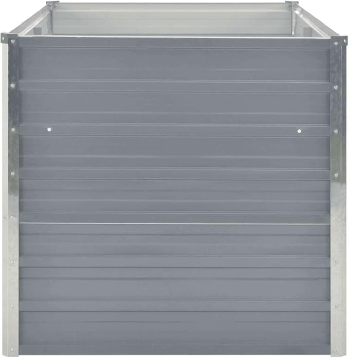 Grey Galvanized Raised Garden Bed 63 x 63 x 30.3 in Metal Raised Planter Box for Vegetables Flowers Herbs on Patio Lawn Balcony