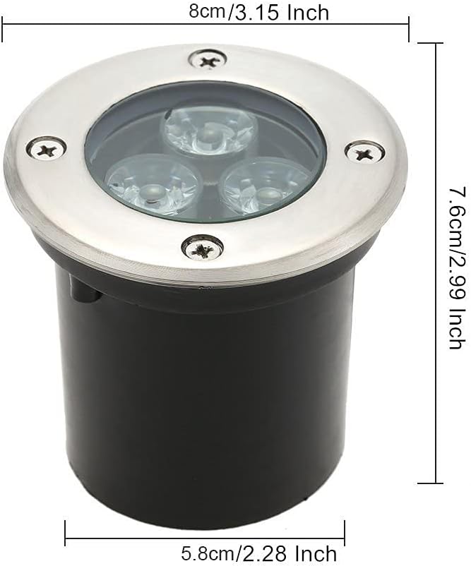 LED Spotlight LED Buried Lights3W Outdoor Recessed Round Landscape Lamp 12V/24V Ground Lights for DrivewayStepGardenPathwayPatio3 PackCool White Light12VWarm White Light-24V