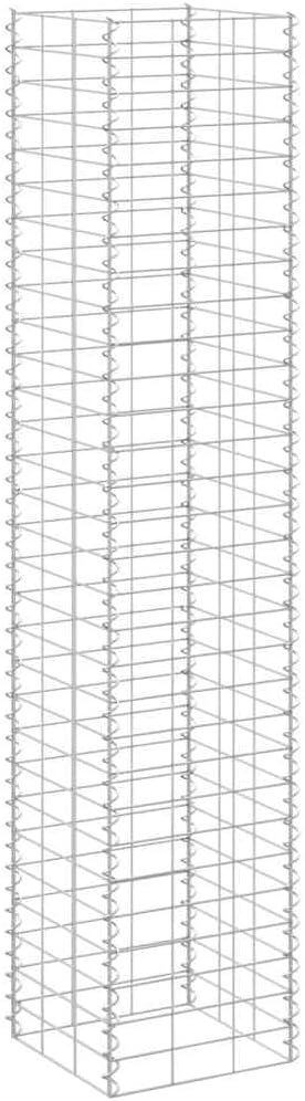 Extra Tall Silver Gabion Raised Bed 11.8 x 11.8 x 59.1 in Iron Planter Kit Outdoor Privacy Garden Fence Panel Alternative Modern Industrial Cubic Design for Balcony Yard Patio