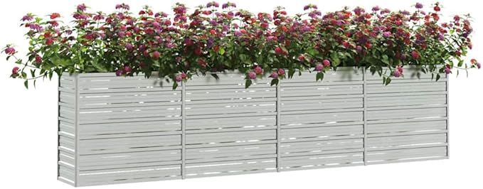 Large Garden Raised Bed Silver Galvanized Steel Planter Box 126x15.7x30.3 inch Outdoor Rectangular Raised Beds for Gardening Vegetables Flowers