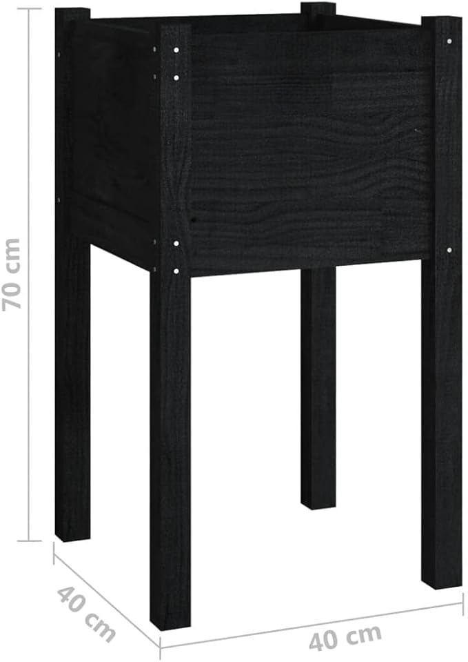 Garden PlantersFreestanding PlantersMultifunctional High BedsBalcony Planter BoxPlant Privacy FencePatio Raised Bedsfor VegetablesFlowersHerbs2 pcs Black 15.7x15.7x27.6 Solid Wood Pine