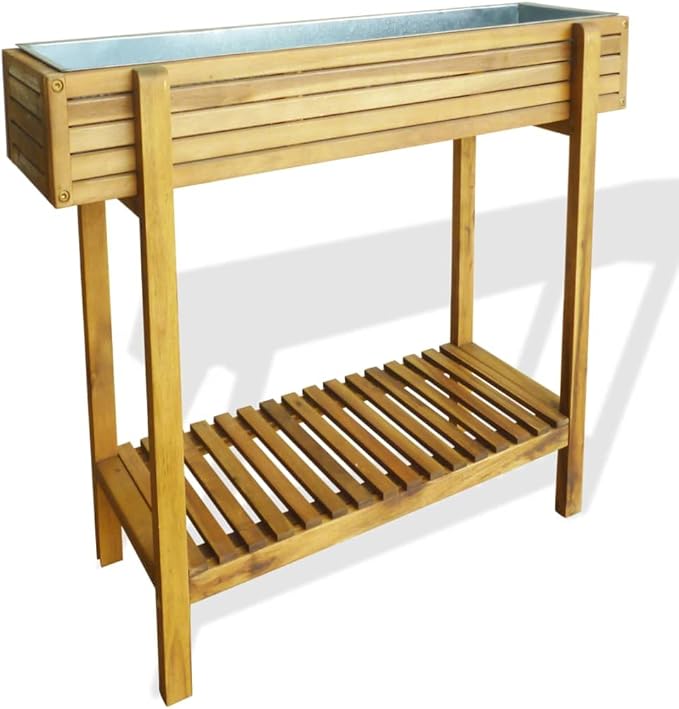 Raised Garden Raised Bed Solid Acacia Wood and ZincZinc Liner Gardening Pots &amp Planters