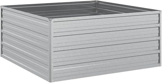 Garden Raised Bed 39.4x39.4x17.7 Galvanized Steel Silver