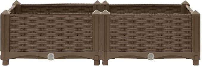 31.5×15.7×9.1 in Brown Raised Garden Bed Polypropylene Planter Box with Drainage Outdoor for Herbs/Veggies/Flowers
