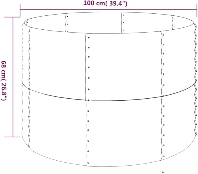 SKM Garden Raised Bed Grey Powder-Coated Steel 39.4 x 39.4 x 26.8 inGrey (Weight 16.09KG)