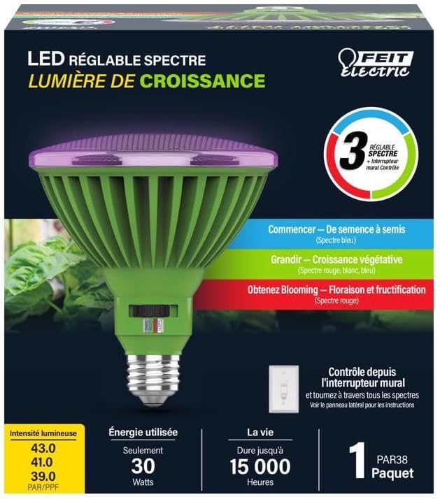 Feit Electric 3009478 PAR 38 E26 Medium Clear 30 watt Equivalence LED Grow Light
