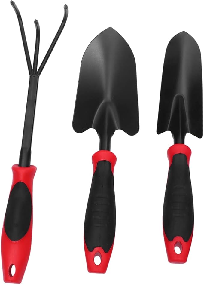 GANAZONO 3-Piece Garden Tool Set Sturdy Iron Plastic Garden Tool Kit for Boys and Girls Adults