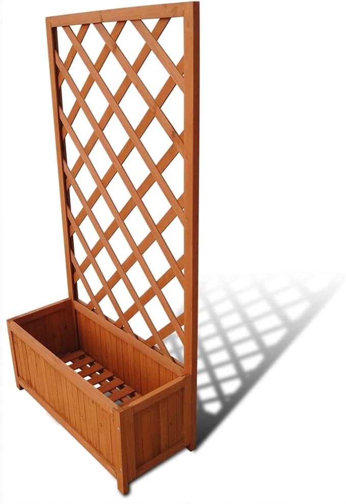 Wooden Garden Raised Bed with Trellis Garden Planter with Trellis for Vine Climbing Plants Garden Box Outdoor Raised Garden Bed Garden Planter Box 27.6x11.8x53.1-210