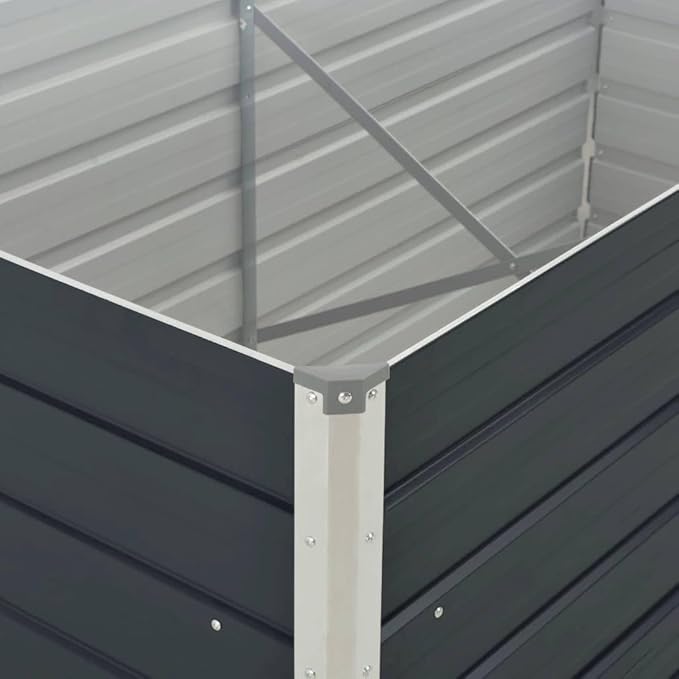 Galvanized Steel Raised Planter Box 63x31.5x17.7 Anthracite Outdoor Garden Bed for Herbs Vegetables Patio Balcony Modern Design