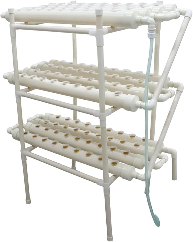 Hydroponic Grow Kit Hydroponics Growing System 108 Sites 12 Food-Grade PVC-U Pipes 3-Layers 4-Row Indoor Planting Kit with 110V Water Pump Timer for Growing Vegetables Flowers Plants