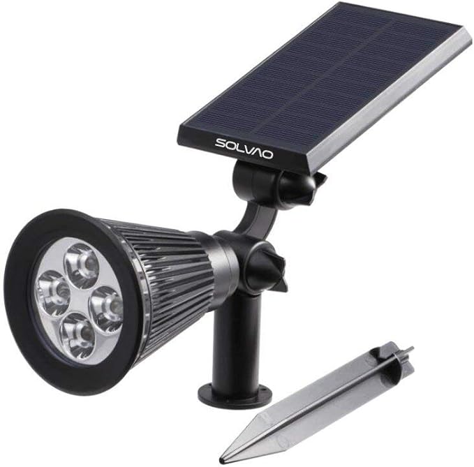 SOLVAO Solar Spot Light | Ultra Bright All-Weather-Resistant Waterproof | Auto On/Off Sensor Adjustable 270° | Rechargeable LED for Outdoor Driveway Garden Landscape Wall Fence Yard | 2 Pck
