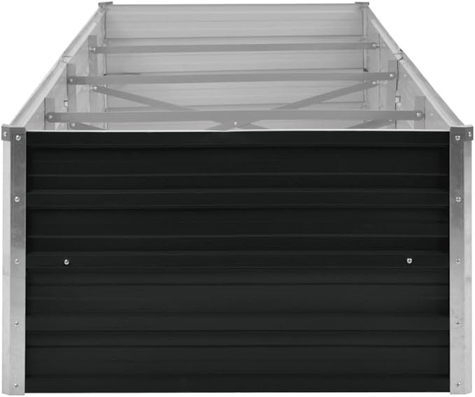 Galvanized Garden Raised Bed Kit Galvanized Planter Raised Garden Boxes Outdoor Metal Raised Garden Beds for Vegetables Anthracite 126x31.5x17.7 Galvanized Steel-296