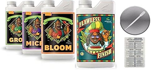 Advanced Nutrients Bloom Grow Micro 4L &amp Flawless Finish 1L w/Conversion Card &amp Pipette