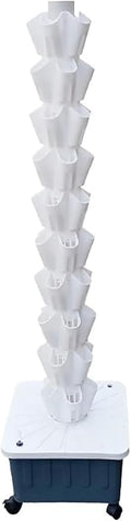 Hydroponic Growing Kits Floor-Standing Hydroponics Tower Aquaponics Planting System For Herbs Fruits And Vegetables With Hydrating Pump Adapter Seeding Bed &amp Net Pots (10Floor 50Pods)-//