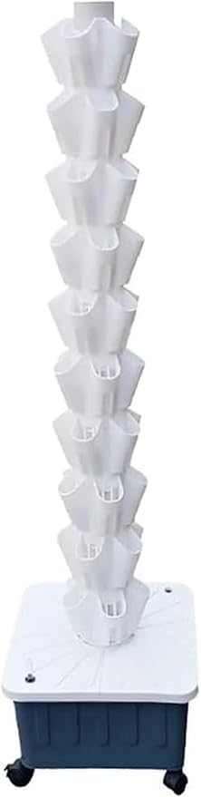 Hydroponic Growing Kits Floor-Standing Hydroponics Tower Aquaponics Planting System For Herbs Fruits And Vegetables With Hydrating Pump Adapter Seeding Bed &amp Net Pots (10Floor 50Pods)-//