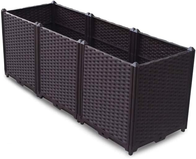 YSUEFIJO Outdoor Raised Garden Bed Raised Garden Bed Kit Plastic Planter Box Indoor Rectangular Planter Raised Beds for Vegetables for Flowers Herbs Fruits