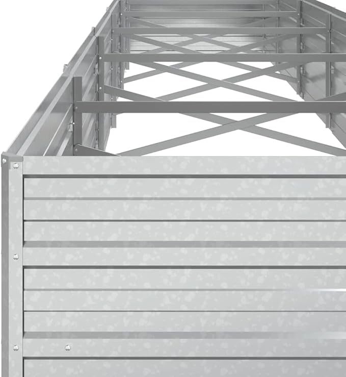 Large Galvanized Steel Garden Raised Bed Silver Rectangular Planter for Outdoor Plants 189x31.5x17.7in Durable Elevated Gardening Solution
