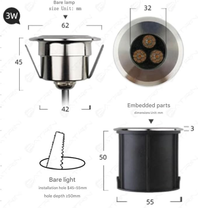 Underground Light LED - DC 12-24V Low Voltage Garden Anti-Glare Stainless Steel Buried Light Underwater LED Spotlight Outdoor Waterproof Embedded Ground Small Lights Source